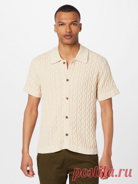 Мужская рубашка из стопроцентного хлопка цвета айвори (схема узора)