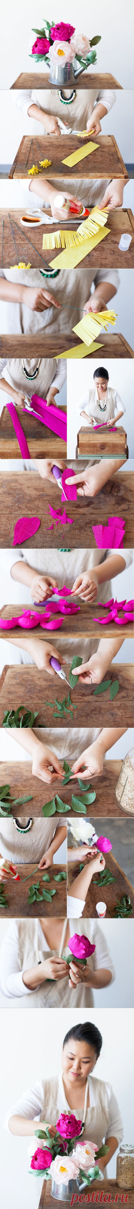 DIY Crepe Paper Peony Bouquet - Fab Art DIY