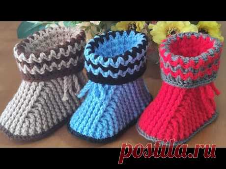 Botinha em crochê para bebês O a 1 ano crochet baby booties