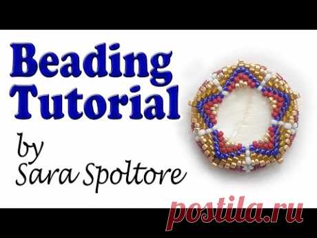 BeadsFriends: Beaded bezel tutorial - How to bezel a disc with beads (Peyote Stitch)