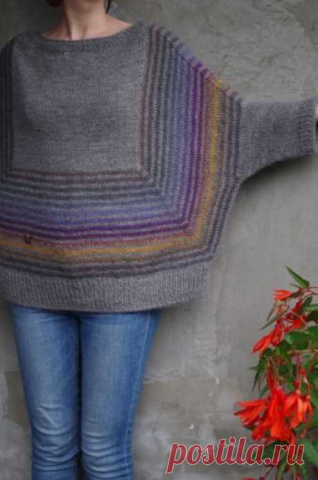 Пуловер-пончо без швов: ru_knitting