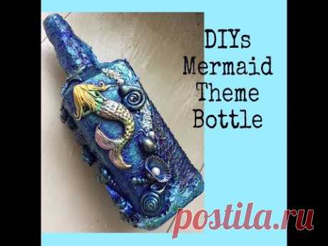 Diys bottle decoration/ Mermaid theme bottle art