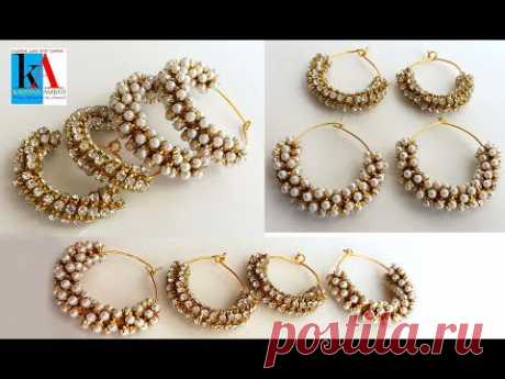 simple and easy || Making of ring model earrings with stone chain and moti chain at home