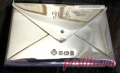 Solid Silver Card Case Asprey &amp; Co (plc Hallmark) Good Condn. Monogram W/ Pouch