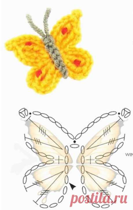 Связать бабочку крючком