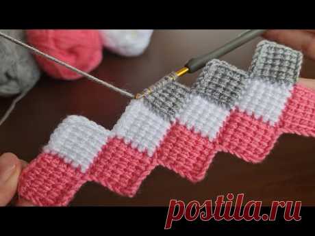 Super Easy Tunisian Knitting Pattern Baby Blanket - Tunus işi Çok Kolay Gösterişli Örgü Modeli..