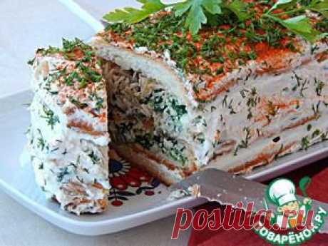 Закусочный торт с курицей, брынзой и шпинатом - кулинарный рецепт