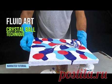Fluid Art Painting with Crystal Ball Method - Amazing Abstract Painting | Narrated Tutorial