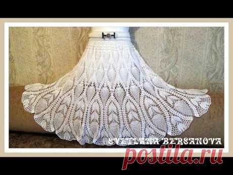 Вяжем вместе - юбка с ананасами крючком.Часть 1.  knitted crochet skirt