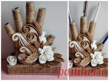 SUPORT de creioane din sfoara - String pencil holder