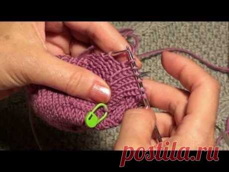 Вязание для начинающих. Носки без пятки на двух спицах — Яндекс.Видео
