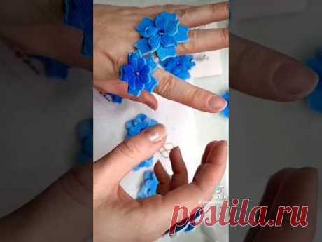 Polymer clay denim flower rings! how to make! #polymerclay #diy #diycrafts