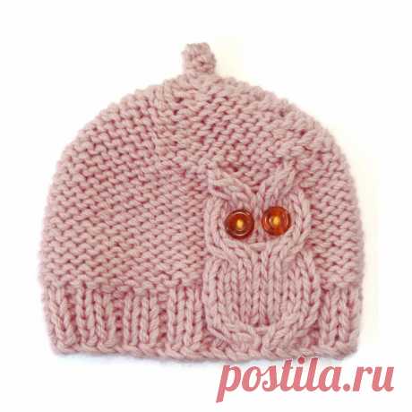 Owl Cable Knit Hat in Cream Pink от laceandcable на Etsy