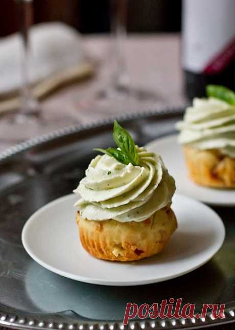 Закусочные капкейки со сливочно-базиликовым кремом. | Вкусный блог - рецепты под настроение