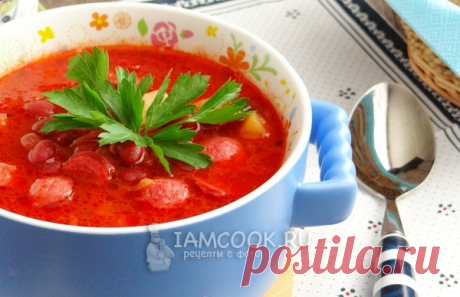 Суп с охотничьими колбасками и фасолью — рецепт с фото пошагово