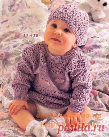 Вязаные пуловер и шапка для девочки из рубрики вязание для детей на сайте вязание спицами,  Вязание для детей