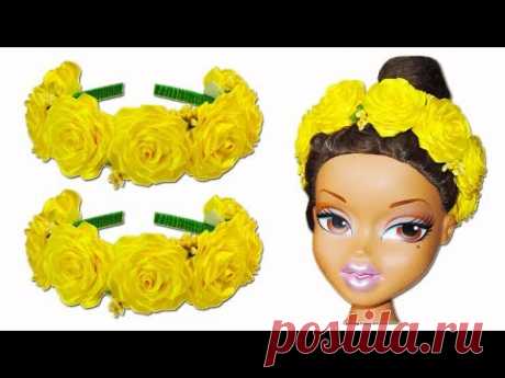 ОБОДОК С РОЗАМИ. Как сделать ободок с розами своими руками мастер класс. Hair ring with roses DIY.