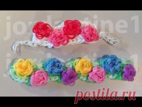 New Wide Flower Sculpture Bracelet - Advanced - Rainbow Loom, Wonder Loom, Crazy Loom, Bandaloom