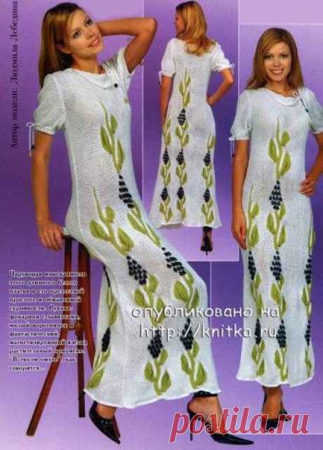 Вязаное спицами платье с растительным орнаментом, Вязание для женщин