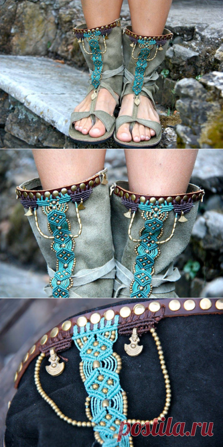 Ethnic tribal macramè sandals от GretelCreativeWear на Etsy