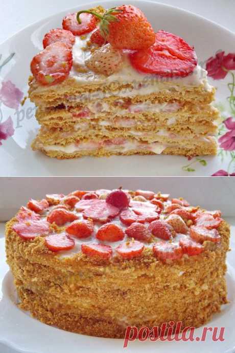 Медовый торт с клубникой рецепт с фото | Рецепты Юльетты