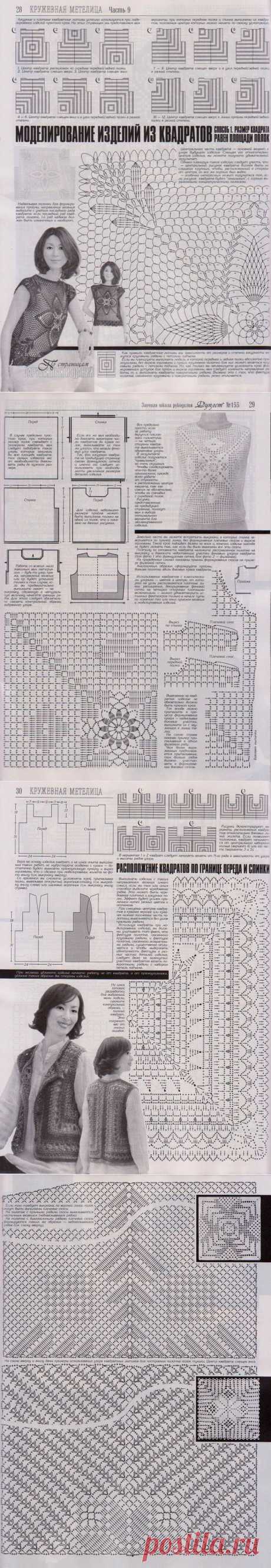 Вязание крючком. Моделирование изделий из квадратов..