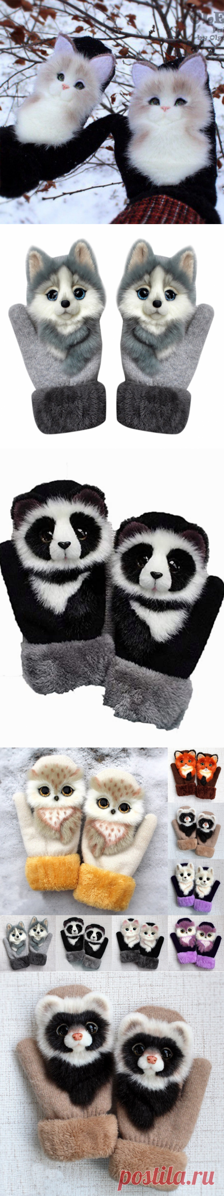 2021 модные зимние теплые перчатки женские перчатки с животным узором теплые плюшевые вязаные перчатки модные милые перчатки для женщин Guantes | Аксессуары для одежды