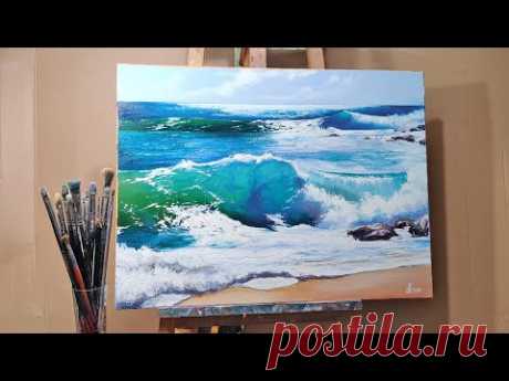 Как нарисовать морскую волну | How to paint seascape