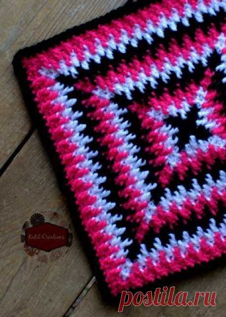 (970) Mosaic Ripples #Crochet Square Free Pattern - KatiDCreations.com | Crochet and Knit