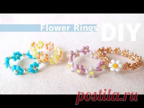 DIY🌼Beaded Flowers Patterns! How to make Rings|tutorial|シードビーズの花編みリングいろいろ！|ビーズリング|大人|子供|お花の作り方♪