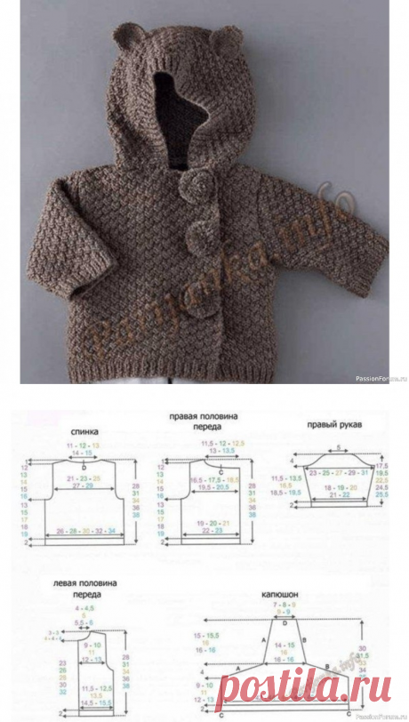 Курточка с капюшоном для малыша. Описание | Вязание спицами для детей