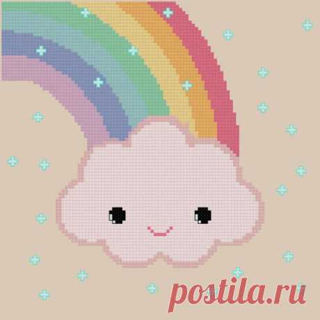 Hey, I found this really awesome Etsy listing at https://www.etsy.com/listing/159595759/rainbow-cross-stitch-pattern-kawaii | cute perler bead ideas…