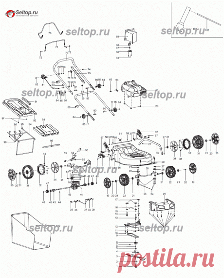 Запчасти для бензиновой газонокосилки Makita PLM 4621. SelTop.ru