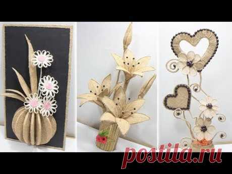 5 Flower vase decoration ideas with jute | Home decoration ideas - YouTube