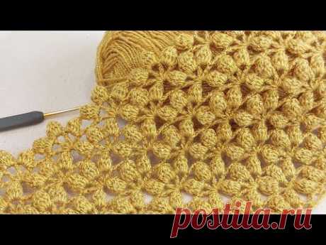 👍 Изготовление модели шали этол с золотыми листьями крючком