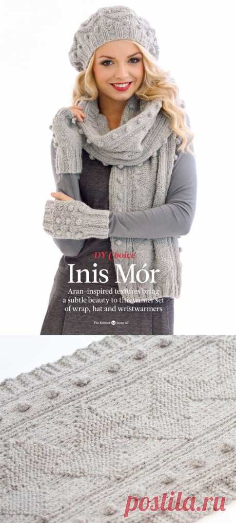 Вязание шарфа, шапки и митенок Inis Mor, The Knitter 67