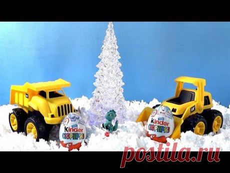 Машинки CAT(Caterpillar) - готовятся к Новому Году. Toy Trucks.