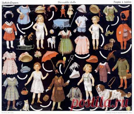 Старинные бумажные куклы XIX — начала XX веков: история, сменные наряды на все случаи жизни.