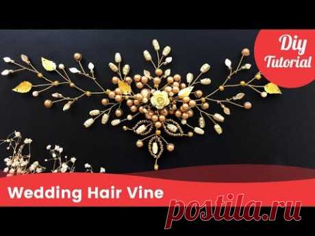 Wedding Gold Hair Vine for Brides. DIY Tutorial [Eng Subs]