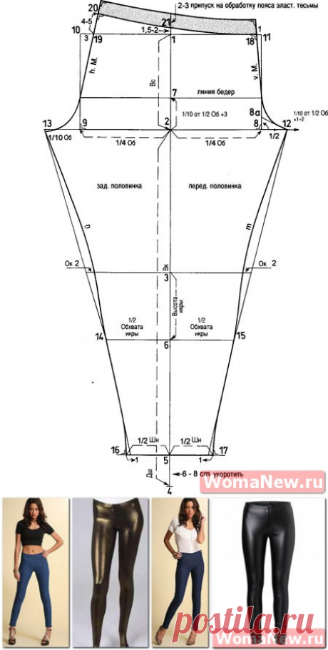Выкройка леггинсов | WomaNew.ru - уроки кройки и шитья.