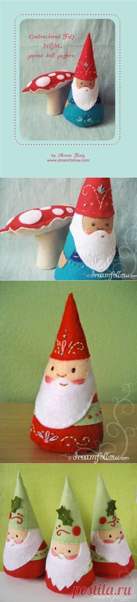 felt embroidered NOM gnome doll PDF pattern от littledear на Etsy