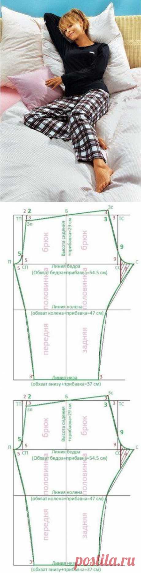 Универсальная выкройка штанов для сна