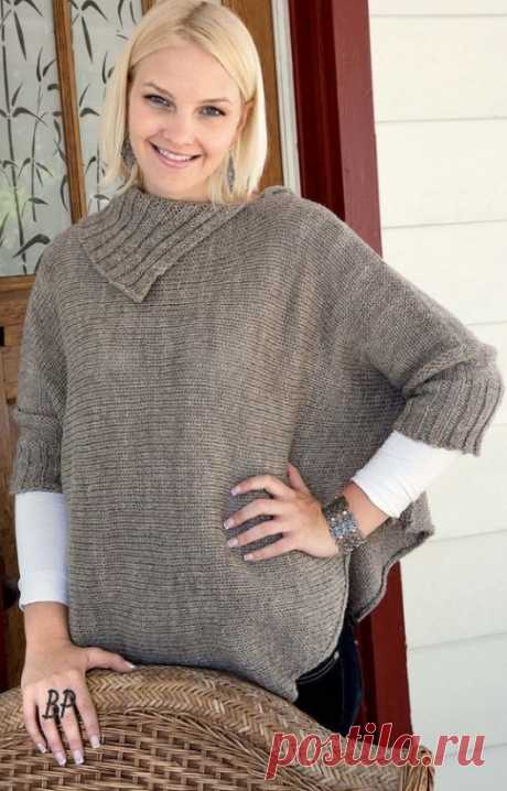 Пуловер-пончо (Вязание спицами) | Журнал Вдохновение Рукодельницы
