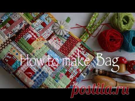 布サイズ自由のログキャビンカバンの作り方//size28/cmx24cmx6cm//How to make a cloth size free log cabin bag