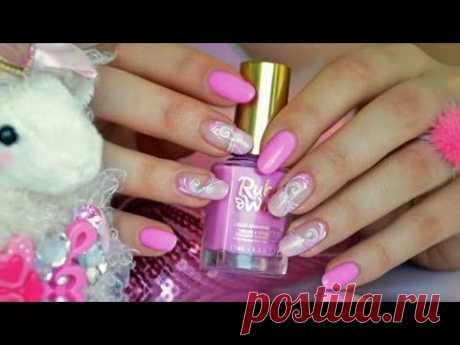 Nail art esay and girly french manucure - YouTube