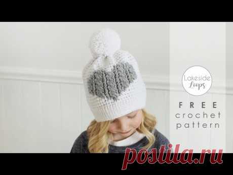 Henley Cable Heart Hat FREE Crochet Pattern Video Tutorial