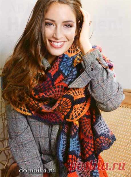 Модное вязание для женщин спицами I цветной шарф-платок спицами