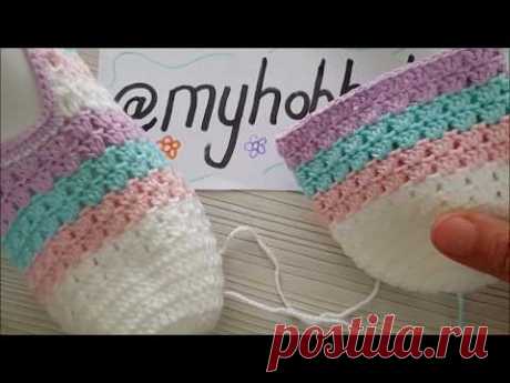 Ponponlu Patik Yapılışı (1) - Tığ İşi - Myhobbyhome Patik Dünyası - YouTube