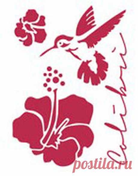 Трафарет пластиковый для росписи Stamperia KSD171 Птица и цветок, купит