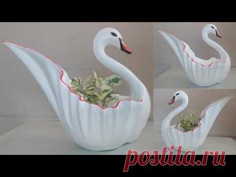 How to Make the Swan Pot Planters and Home Decor for Gardening // cement craft ideas